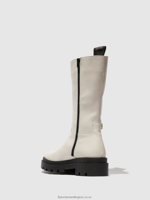 Women Fly London NAOMI OFFWHITE Zip Up Boots JALO882 0B6X4311