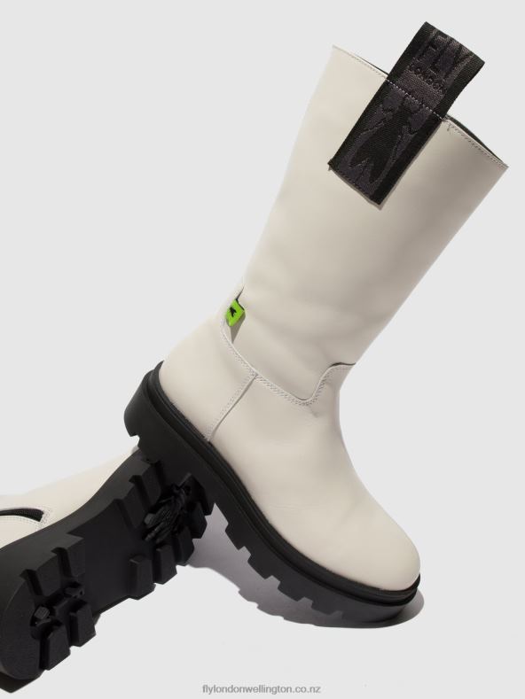 Women Fly London NAOMI OFFWHITE Zip Up Boots JALO882 0B6X4311