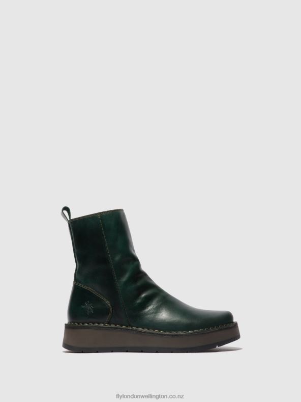 Women Fly London PETROL Zip Up Boots RENO053 0B6X4292