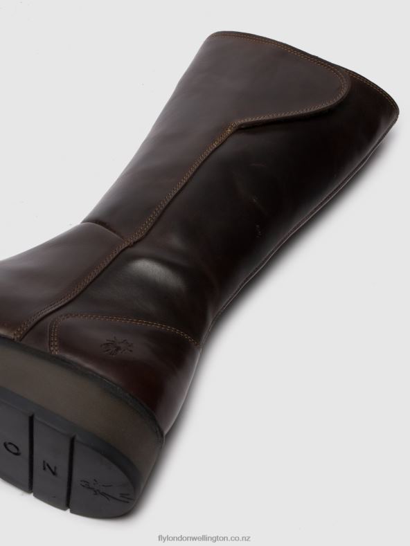 Women Fly London RUG DK. BROWN Zip Up Boots RHEA042 0B6X4341