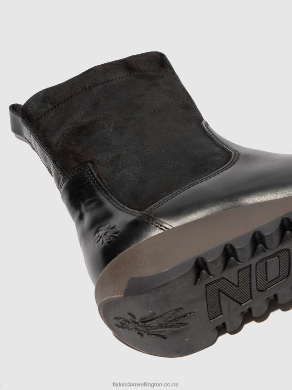 Women Fly London RUG/OILSUEDE BLACK Zip Up Boots SAUK794 0B6X4319
