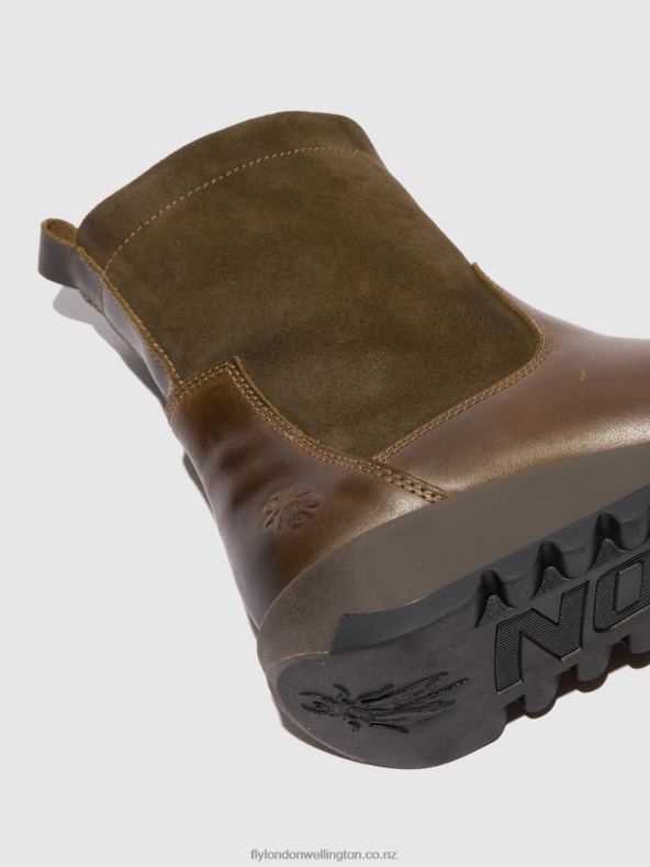 Women Fly London RUG/OILSUEDE OLIVE/SLUDGE Zip Up Boots SAUK794 0B6X4318