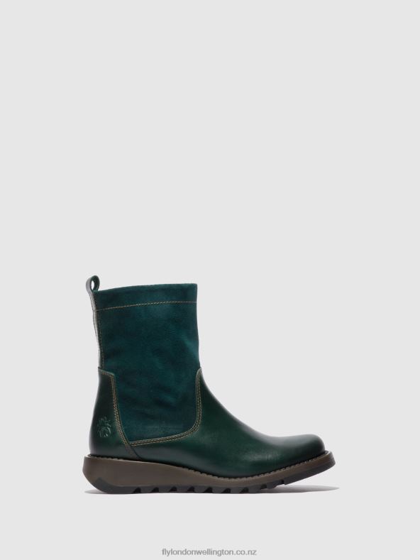 Women Fly London RUG/OILSUEDE PETROL Zip Up Boots SAUK794 0B6X4316