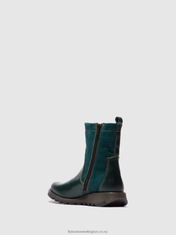 Women Fly London RUG/OILSUEDE PETROL Zip Up Boots SAUK794 0B6X4316