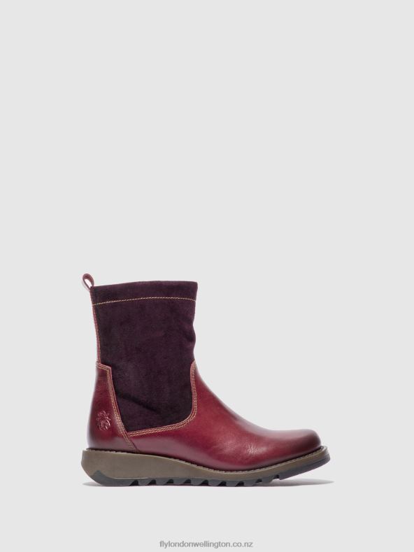 Women Fly London RUG/OILSUEDE PURPLE Zip Up Boots SAUK794 0B6X4322