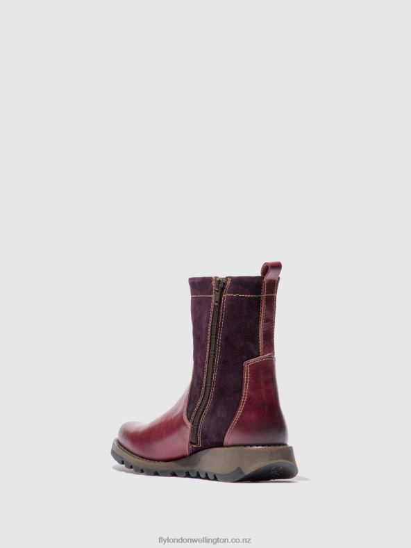 Women Fly London RUG/OILSUEDE PURPLE Zip Up Boots SAUK794 0B6X4322
