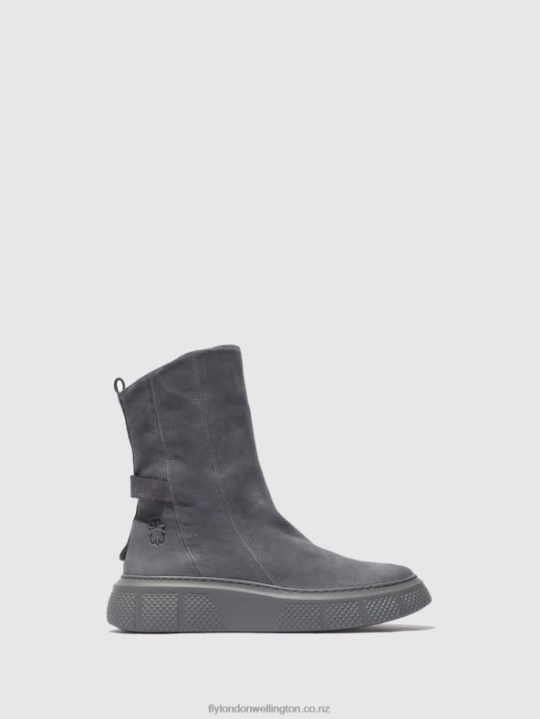 Women Fly London SORANO BLUE GREY Zip Up Boots ESEN485 0B6X4323