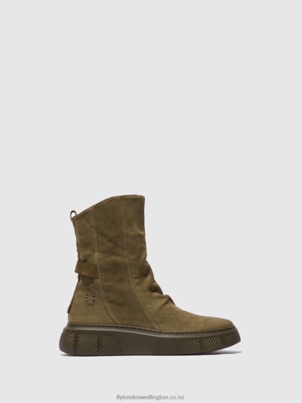 Women Fly London SORANO MILITRY Zip Up Boots ESEN485 0B6X4324