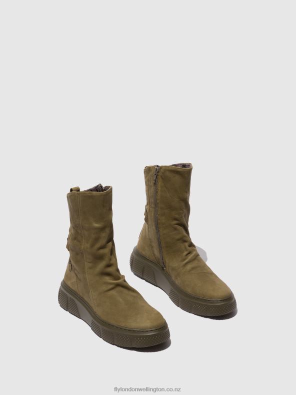 Women Fly London SORANO MILITRY Zip Up Boots ESEN485 0B6X4324
