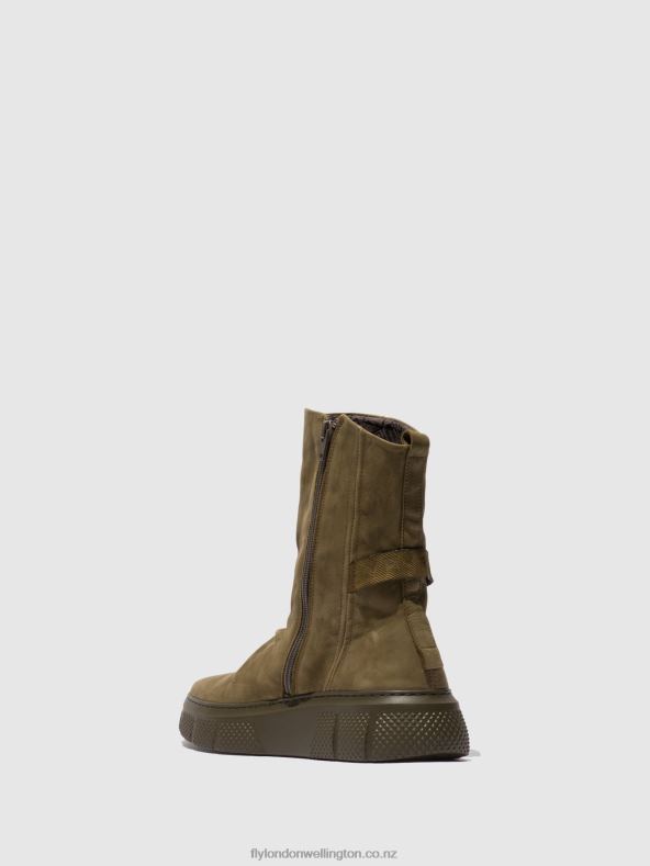 Women Fly London SORANO MILITRY Zip Up Boots ESEN485 0B6X4324