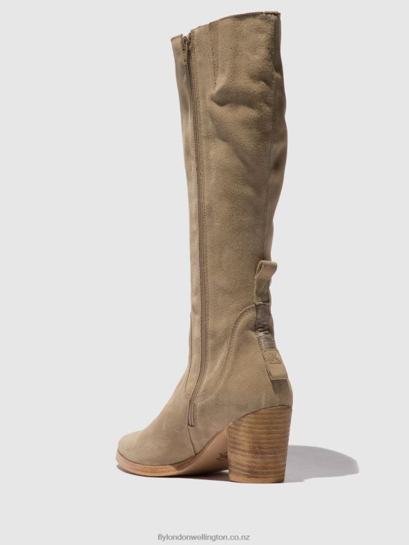 Women Fly London SUEDE CREME Zip Up Boots AMES826 0B6X4326