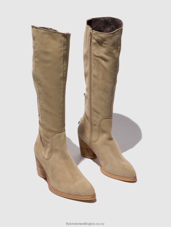 Women Fly London SUEDE CREME Zip Up Boots AMES826 0B6X4326