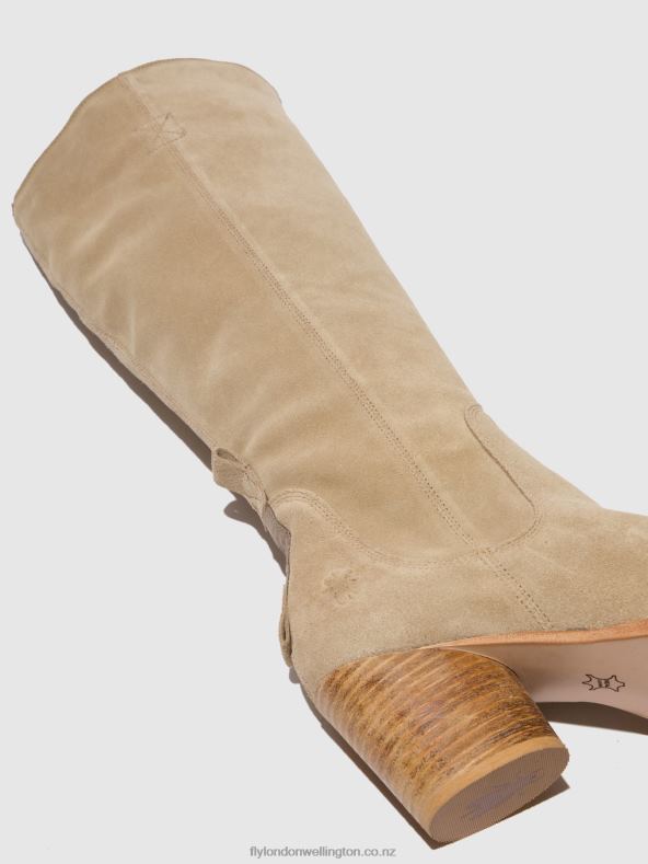 Women Fly London SUEDE CREME Zip Up Boots AMES826 0B6X4326