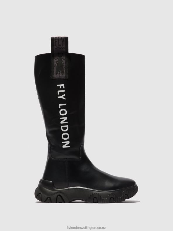 Women Fly London TUNDER BLACK Zip Up Boots FEBE886 0B6X4312