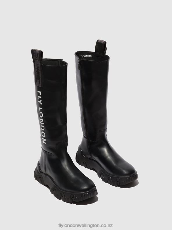 Women Fly London TUNDER BLACK Zip Up Boots FEBE886 0B6X4312