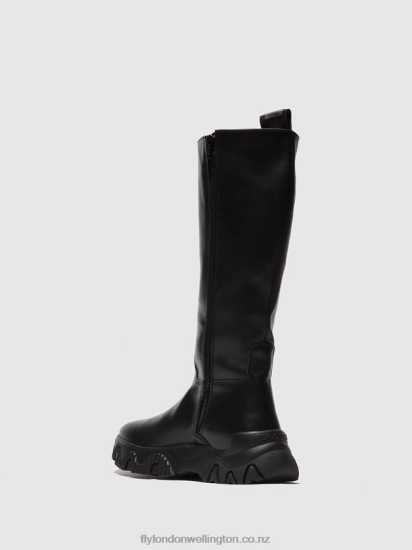 Women Fly London TUNDER BLACK Zip Up Boots FEBE886 0B6X4312