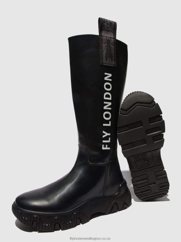 Women Fly London TUNDER BLACK Zip Up Boots FEBE886 0B6X4312