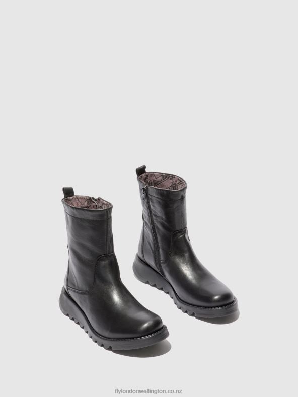 Women Fly London VELVET BLACK(BLACK) Zip Up Boots SAUK794 0B6X4317