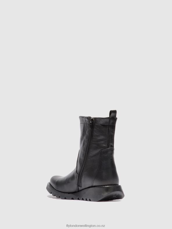 Women Fly London VELVET BLACK(BLACK) Zip Up Boots SAUK794 0B6X4317