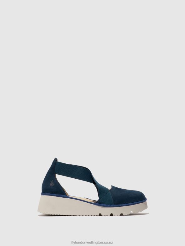 Women Fly London BLUE Elasticated Shoes PACY415 0B6X4662