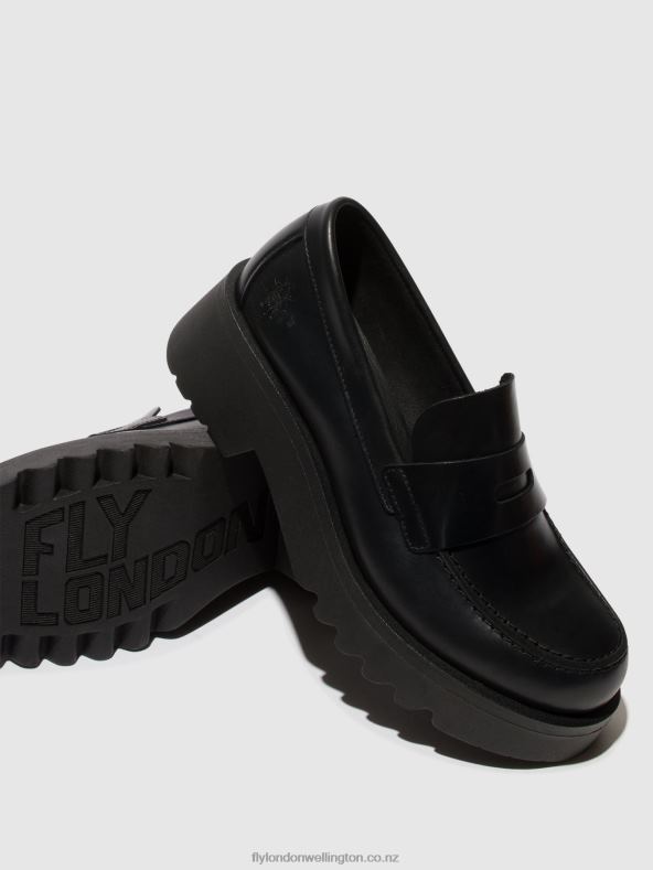Women Fly London BLACK (BLACK SOLE) Loafers Shoes MOAT948 0B6X4653