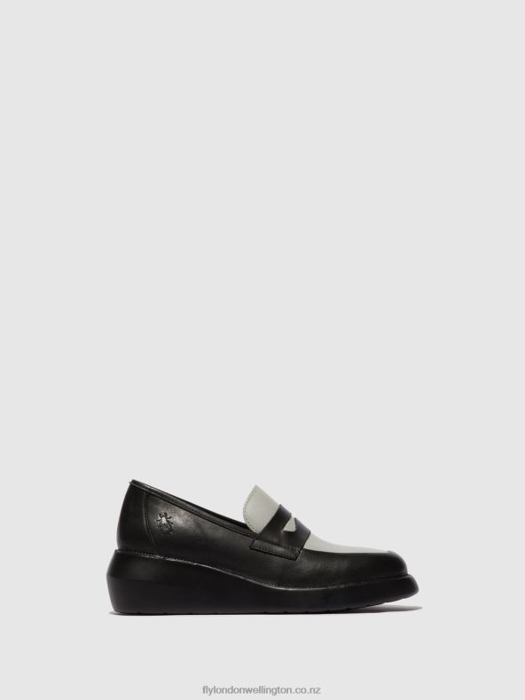 Women Fly London BLACK/GREY Loafers Shoes BLAR513 0B6X4678