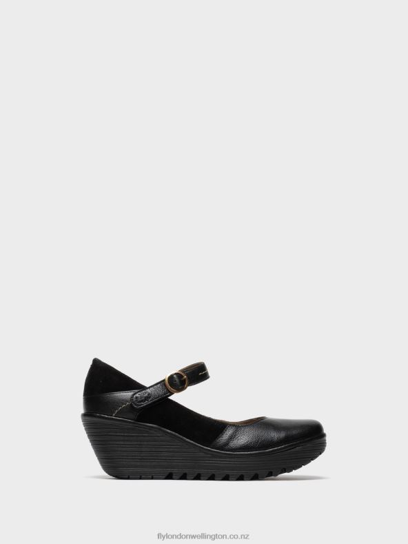 Women Fly London BLACK Mary Jane Shoes YUKO082 0B6X4701