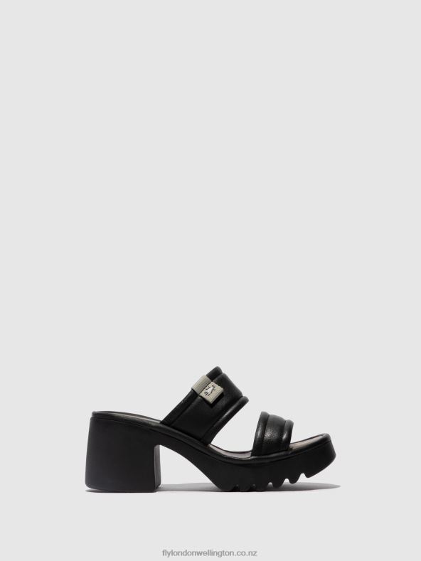 Women Fly London BLACK Slip-on Mules MAVA432 0B6X4362