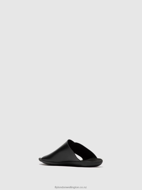 Women Fly London BRIDLE BLACK Open Toe Mules MICA758 0B6X4384