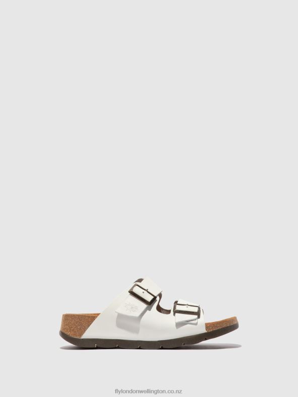 Women Fly London BRIDLE OFF WHITE Open Toe Mules CAJA721 0B6X4388