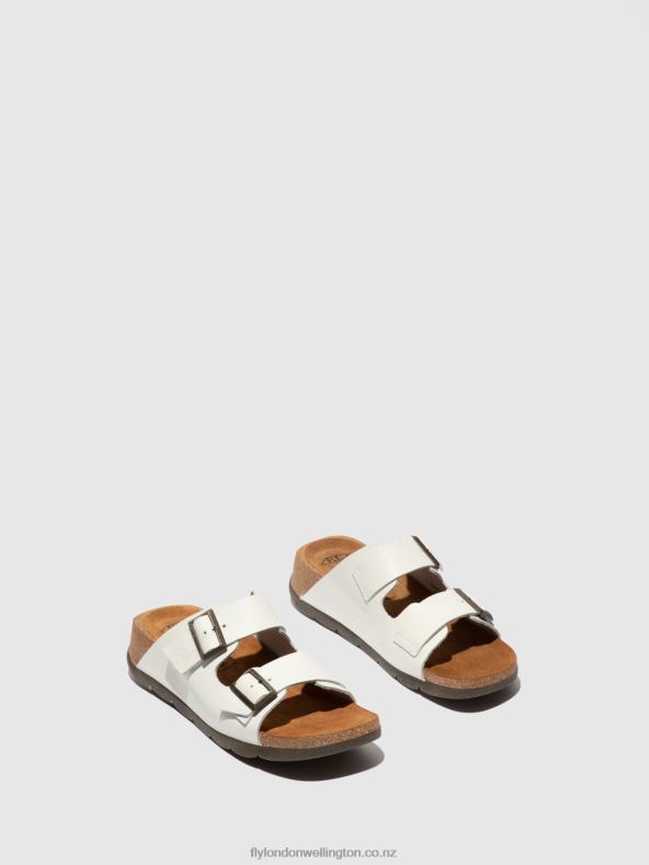 Women Fly London BRIDLE OFF WHITE Open Toe Mules CAJA721 0B6X4388