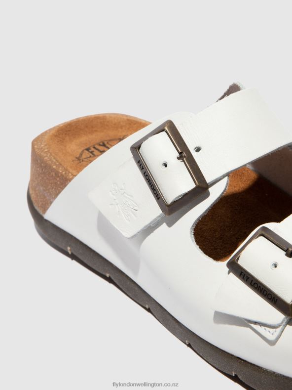 Women Fly London BRIDLE OFF WHITE Open Toe Mules CAJA721 0B6X4388