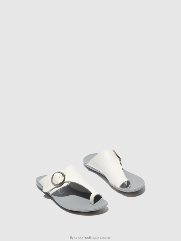 Women Fly London BRIDLE OFF WHITE Open Toe Mules MICA758 0B6X4385
