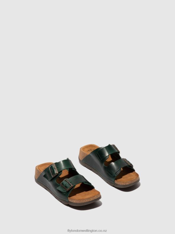 Women Fly London BRIDLE PETROL Open Toe Mules CAJA721 0B6X4386
