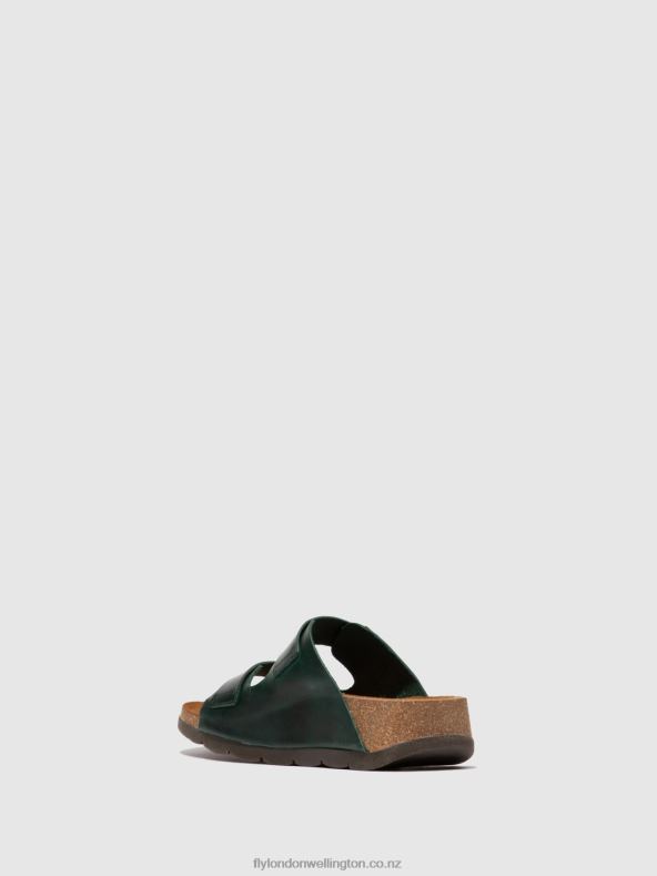 Women Fly London BRIDLE PETROL Open Toe Mules CAJA721 0B6X4386