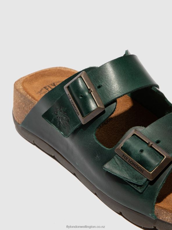 Women Fly London BRIDLE PETROL Open Toe Mules CAJA721 0B6X4386