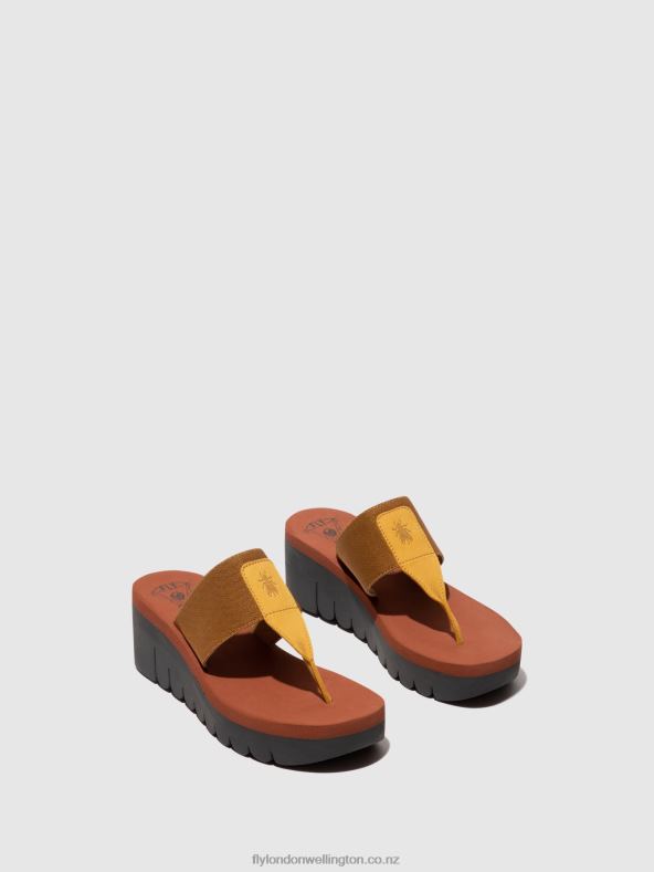 Women Fly London BUMBLEBEE/CAMEL (BRICK) Slip-on Mules YOMU725 0B6X4359