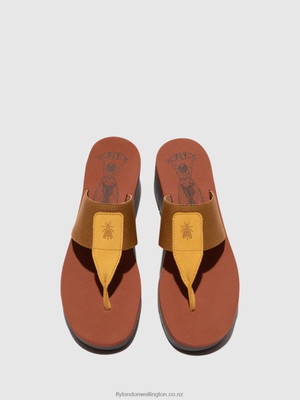 Women Fly London BUMBLEBEE/CAMEL (BRICK) Slip-on Mules YOMU725 0B6X4359