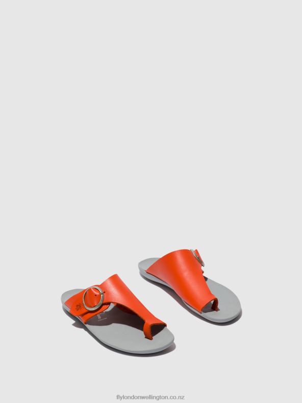 Women Fly London CORAL Open Toe Mules MICA758 0B6X4383