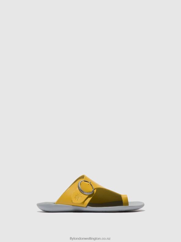 Women Fly London MUSTARD Open Toe Mules MICA758 0B6X4367
