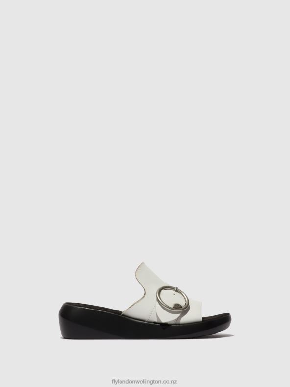 Women Fly London OFFWHITE Buckle Mules BEYD925 0B6X4380