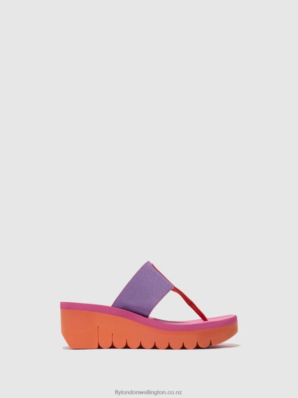 Women Fly London ORANGE/VIOLET (ROSE) Slip-on Mules YOMU725 0B6X4360