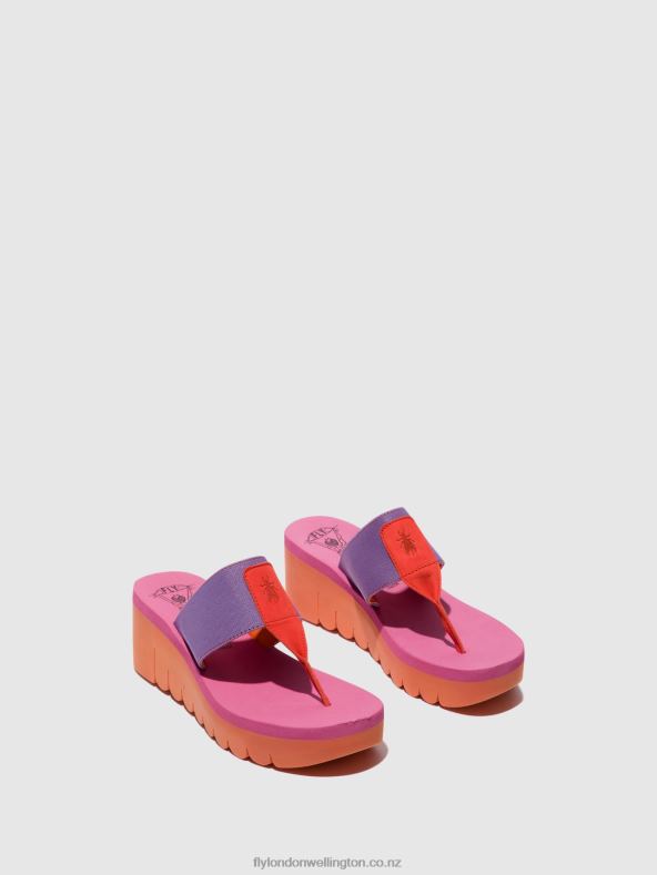 Women Fly London ORANGE/VIOLET (ROSE) Slip-on Mules YOMU725 0B6X4360