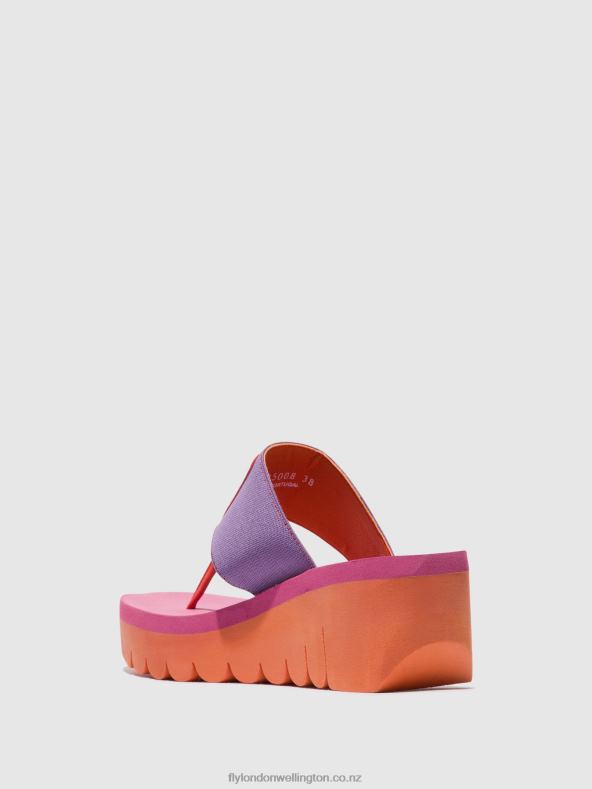 Women Fly London ORANGE/VIOLET (ROSE) Slip-on Mules YOMU725 0B6X4360
