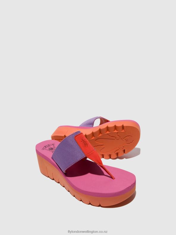 Women Fly London ORANGE/VIOLET (ROSE) Slip-on Mules YOMU725 0B6X4360