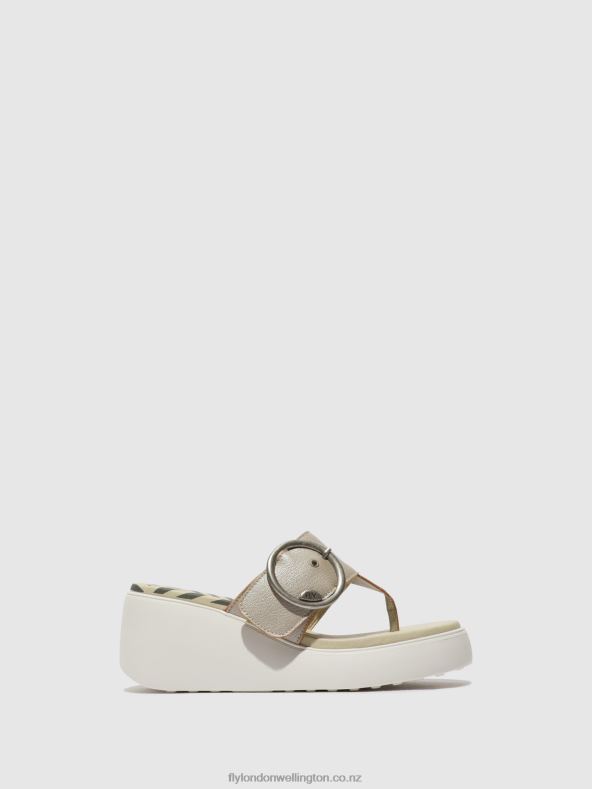 Women Fly London SILVER Buckle Mules DAFI938 0B6X4374