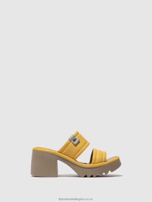 Women Fly London YELLOW Slip-on Mules MAVA432 0B6X4364