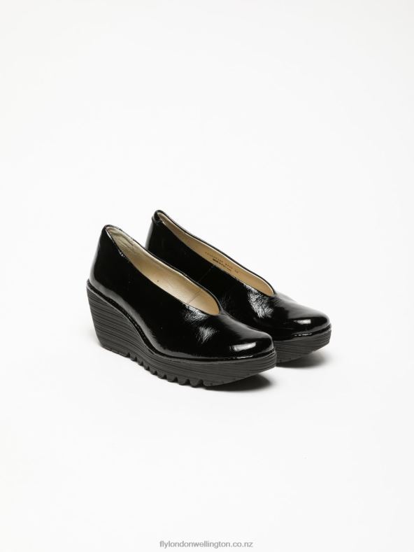 Women Fly London BLACK Classic Pumps Shoes YAZ LUXOR 0B6X4697