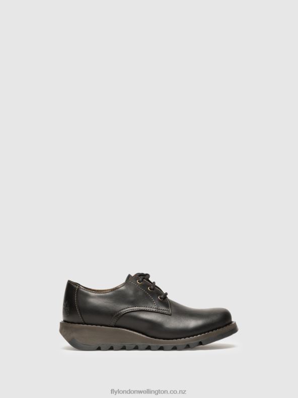 Women Fly London BLACK Derby Shoes SIMB389 0B6X4698