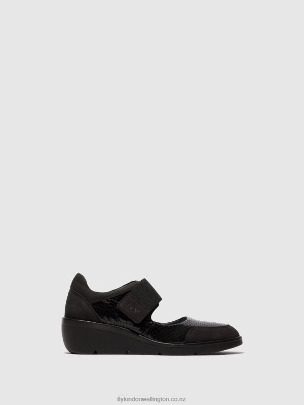 Women Fly London BLACK Velcro Shoes NAJE583 0B6X4624
